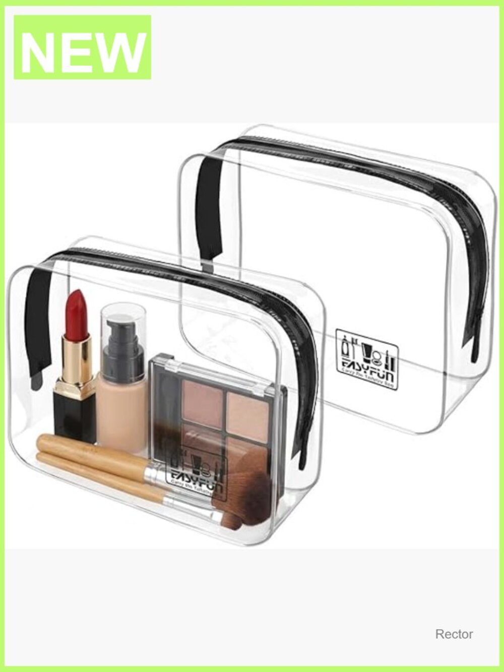 TSA Approved Clear Toiletry Bag Quart Size Travel Cosmetic Pouch 2-Pack